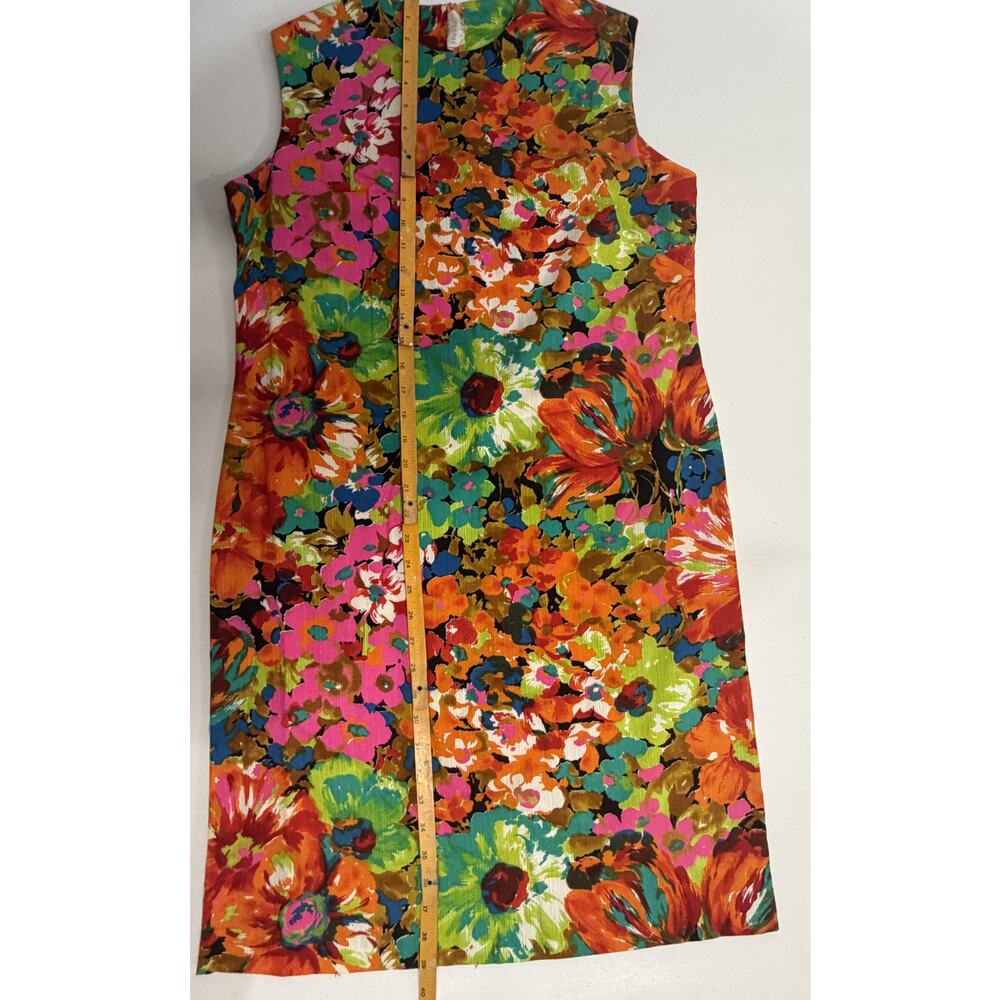 Vintage John Abbott Floral Shift Dress Multicolor Mod Sleeveless Midi Large - Picture 13 of 14